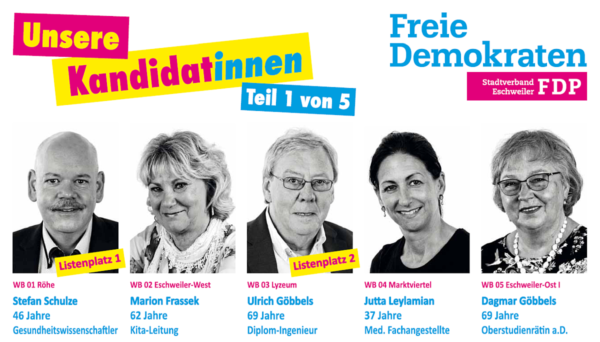 FDP Eschweiler: Unsere Kandidat*innen - Teil 1