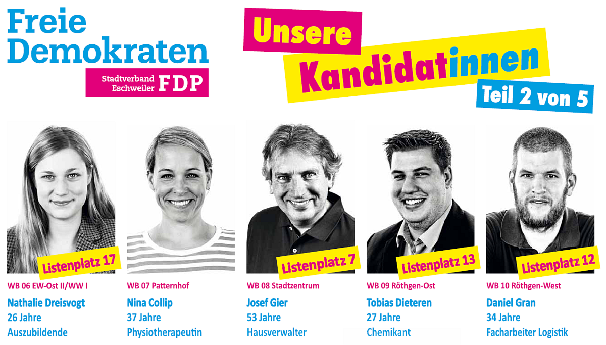 FDP Eschweiler: Unsere Kandidat*innen - Teil 2