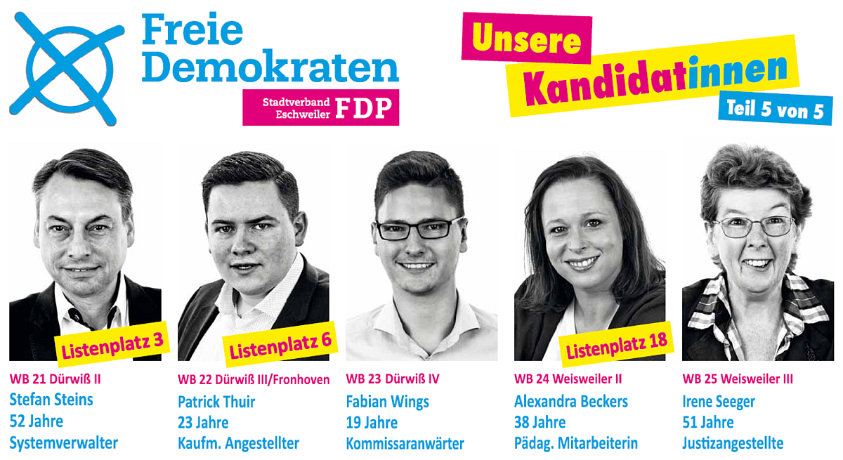 FDP Eschweiler: Unsere Kandidat*innen - Teil 5