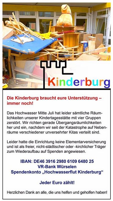 Spendenaufruf für die Kinderburg Eschweiler